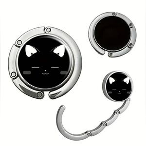 Cute Black & White Cat Purse Hanger, Handbag Hook for Table